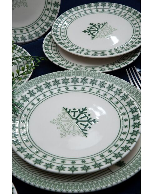 7 piatti da portata bianco/verde - D.25 cm