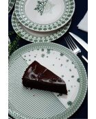 7 platos para servir blancos/verdes - D.25 cm