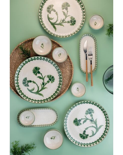 Set colazione crema/verde - 14 pezzi