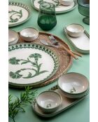 Set de desayuno crema/verde - 14 piezas