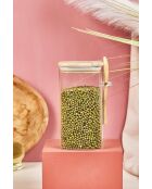 Bocal avec couvercle et cuillère transparent - 15x8 cm