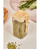 Bocal avec couvercle et cuillère transparent - 15x8 cm