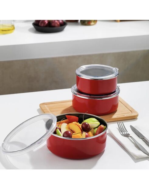 3 Boîtes de rangement rouges