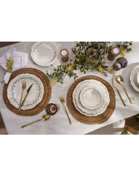 servizio da tavola verde/rosa scuro/bianco - 24 pezzi