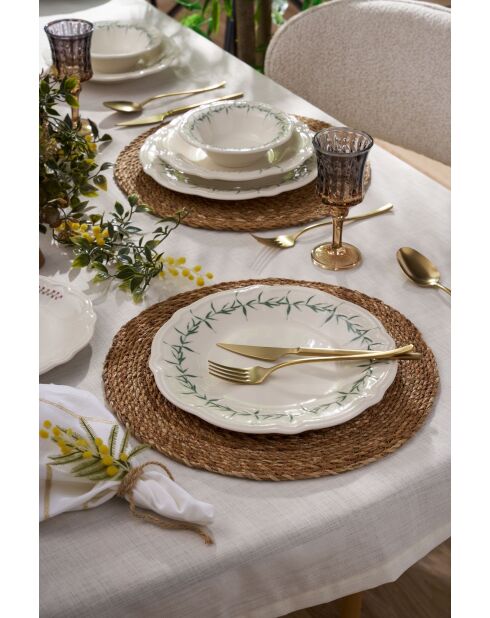 servizio da tavola verde/rosa scuro/bianco - 24 pezzi