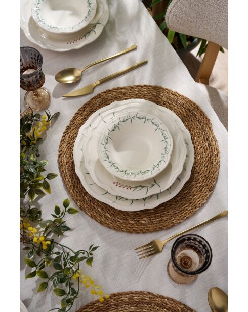 servizio da tavola verde/rosa scuro/bianco - 24 pezzi