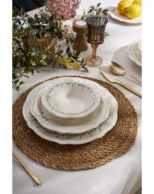 servizio da tavola verde/rosa scuro/bianco - 24 pezzi