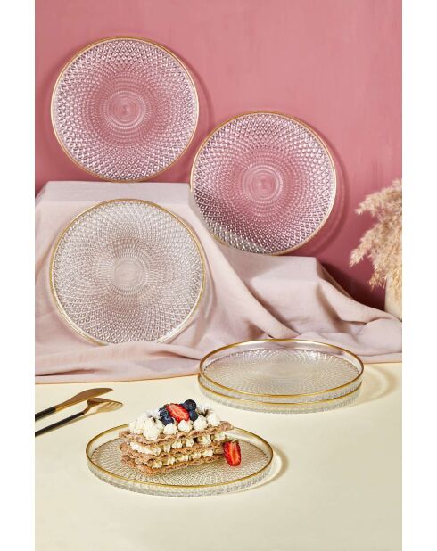 6 Assiettes à dessert transparentes - D.21 cm