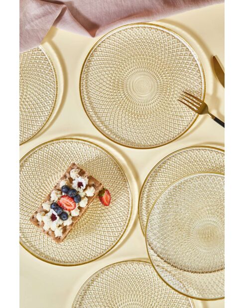 6 Assiettes à dessert transparentes - D.21 cm