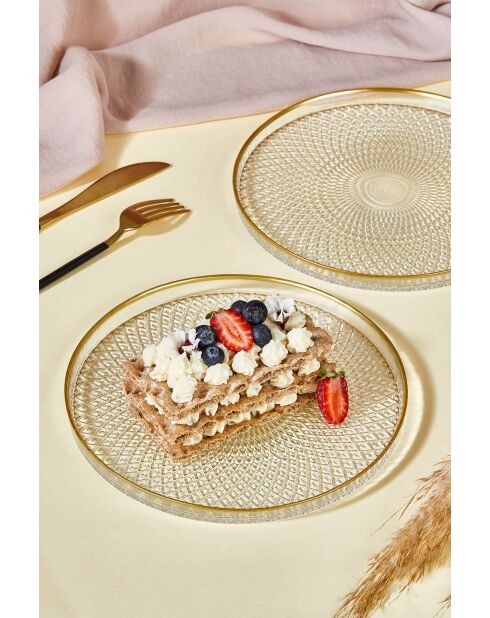 6 Assiettes à dessert transparentes - D.21 cm