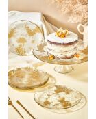 set da dessert trasparente/oro - 7 pezzi
