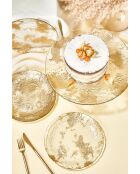 set da dessert trasparente/oro - 7 pezzi