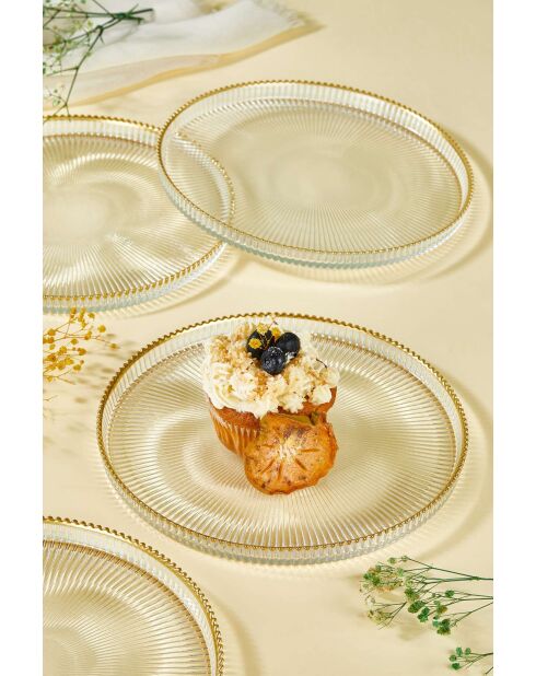 6 piatti da dessert trasparenti - D.21 cm