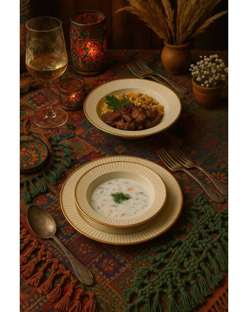 Servizio da tavola bianco/oro - 24 pezzi