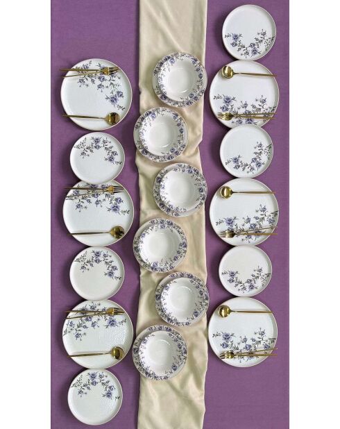 Service de table blanc/violet - 24 pièces