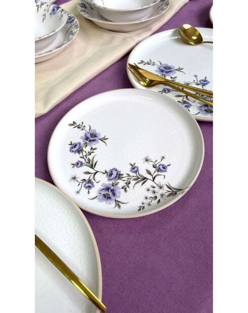 Service de table blanc/violet - 24 pièces