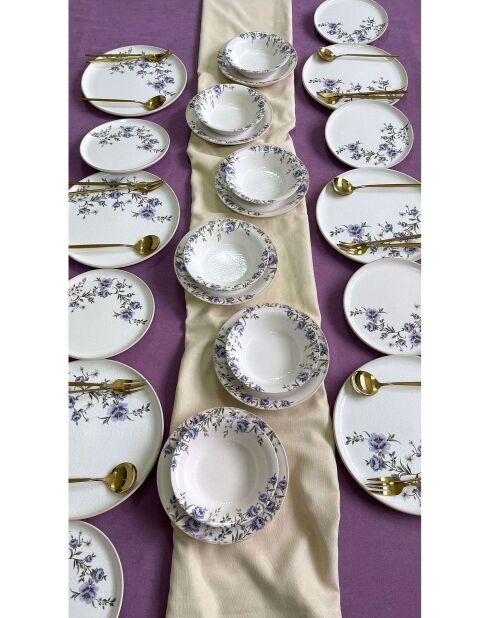 Service de table blanc/violet - 24 pièces