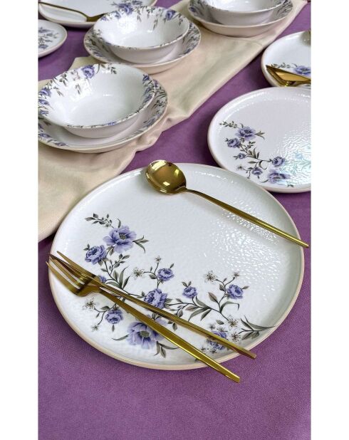 Service de table blanc/violet - 24 pièces
