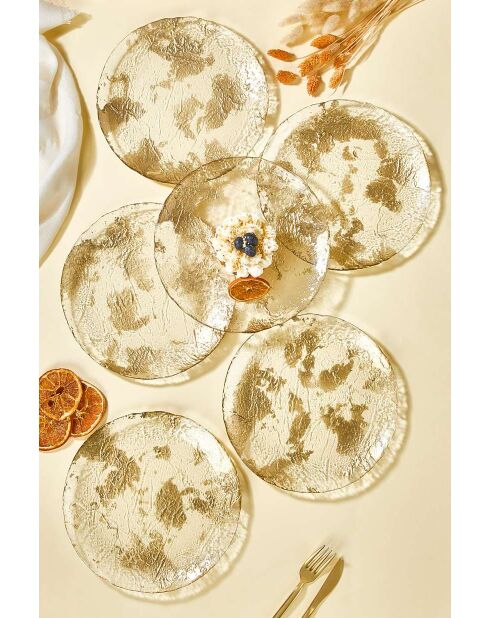 6 piatti da dessert trasparenti - D.21 cm