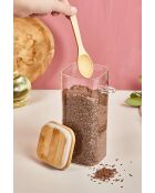 Bocal avec couvercle et cuillère transparent - 18x8 cm