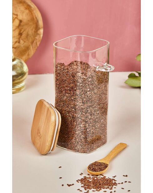 Bocal avec couvercle et cuillère transparent - 18x8 cm