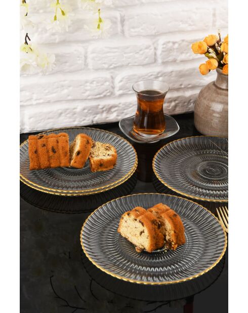 4 piatti da torta trasparenti - D.21 cm