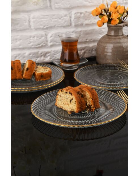 4 piatti da torta trasparenti - D.21 cm