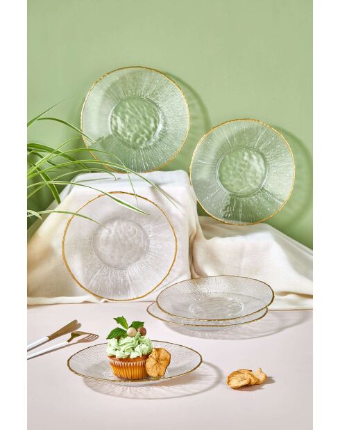 6 piatti da dessert trasparenti - D.21 cm