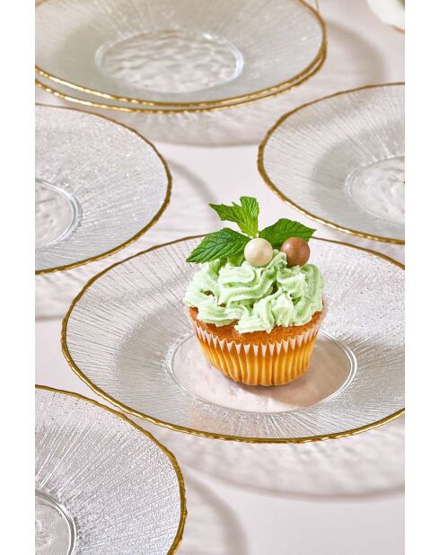 6 piatti da dessert trasparenti - D.21 cm