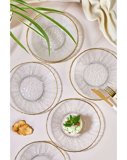 6 piatti da dessert trasparenti - D.21 cm