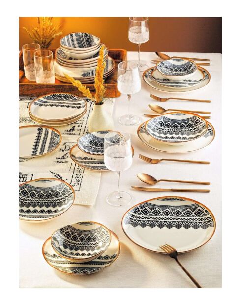 Servizio da tavola bianco/nero - 18 pezzi