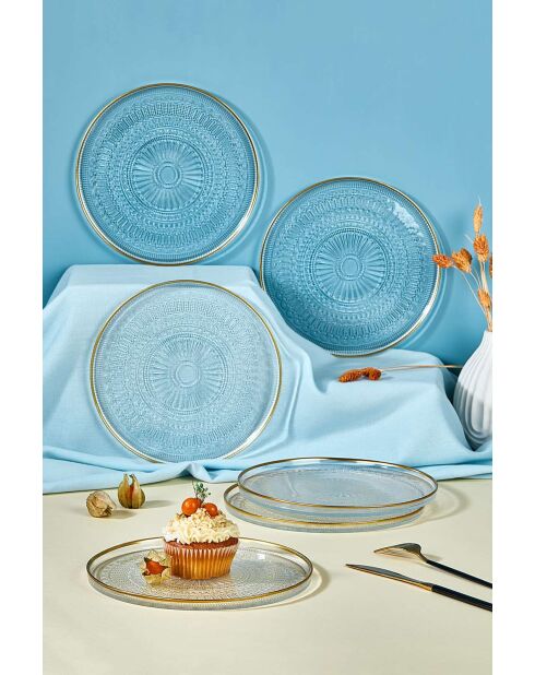 6 Assiettes à dessert transparent - D.21 cm