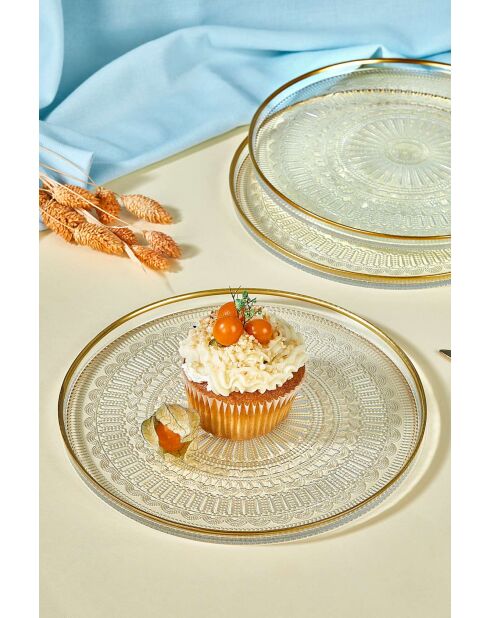 6 Assiettes à dessert transparent - D.21 cm