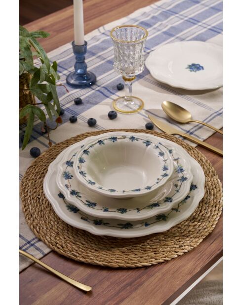 Servizio da tavola bianco/blu/verde - 24 pezzi