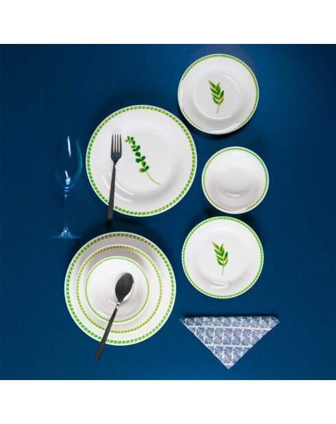 Servizio da tavola bianco/verde - 24 pezzi