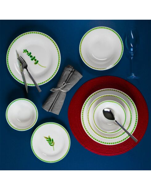 Servizio da tavola bianco/verde - 24 pezzi