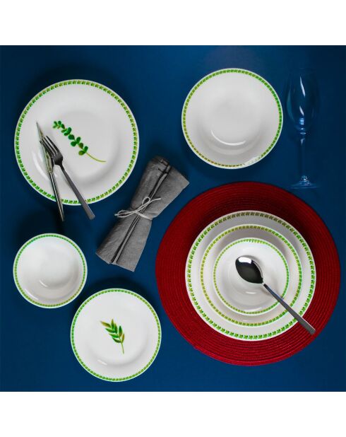 Servizio da tavola bianco/verde - 24 pezzi