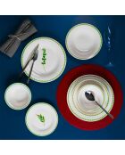 Servicio de mesa blanco/verde - 24 piezas