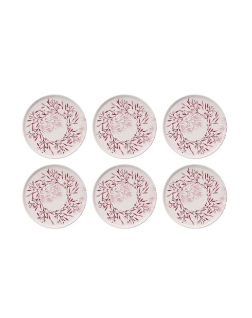 6 piatti da dessert rossi/bianchi - D.19,3 cm
