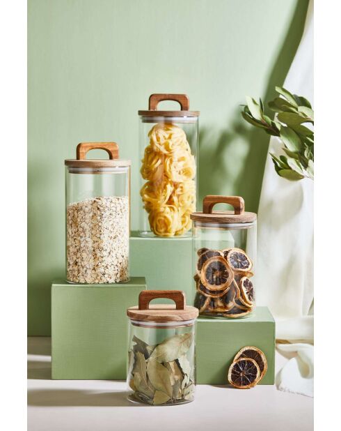 4 potjes met transparante deksels