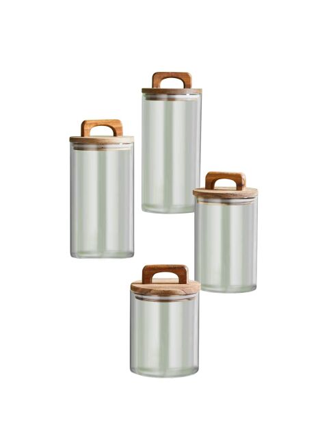 4 potjes met transparante deksels