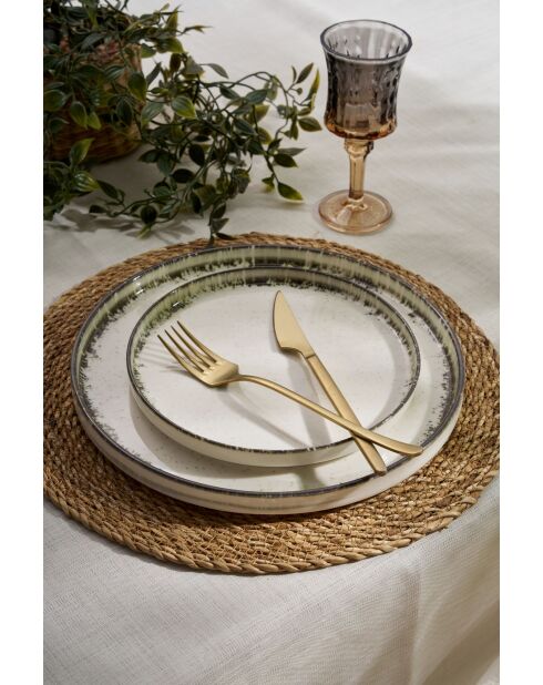 Servizio da tavola bianco/marrone - 24 pezzi