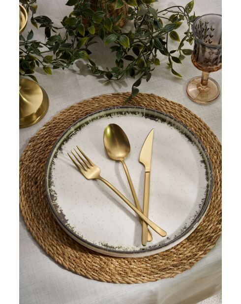 Servizio da tavola bianco/marrone - 24 pezzi