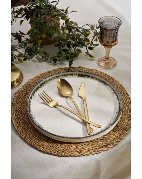 Servizio da tavola bianco/marrone - 24 pezzi