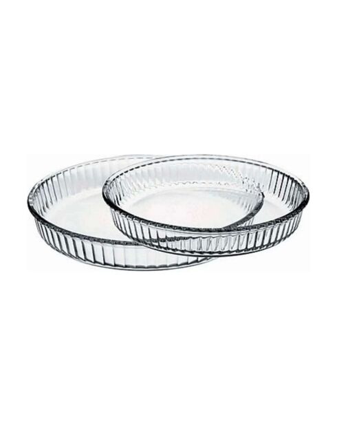 2 transparante glazen taartvormen - D.26/32 cm