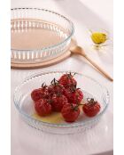 2 transparante glazen taartvormen - D.26/32 cm