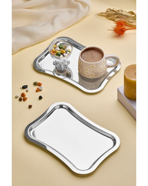 6 vassoi da portata in argento - 25x15 cm