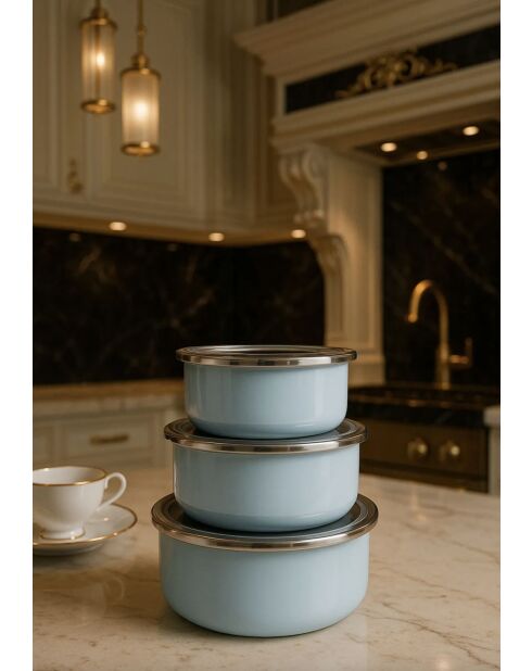 3 Boîtes de rangement bleues