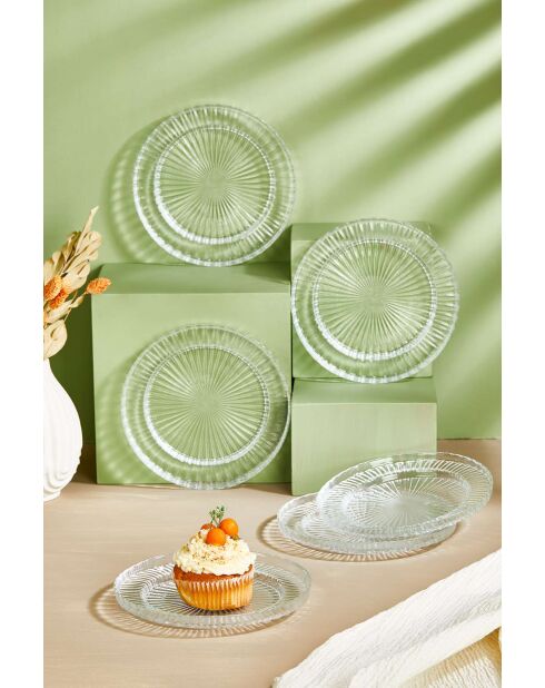 6 piatti da dessert trasparenti - D.16 cm