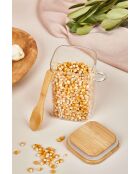 Bocal à couvercle et cuillère transparent - 12x8 cm